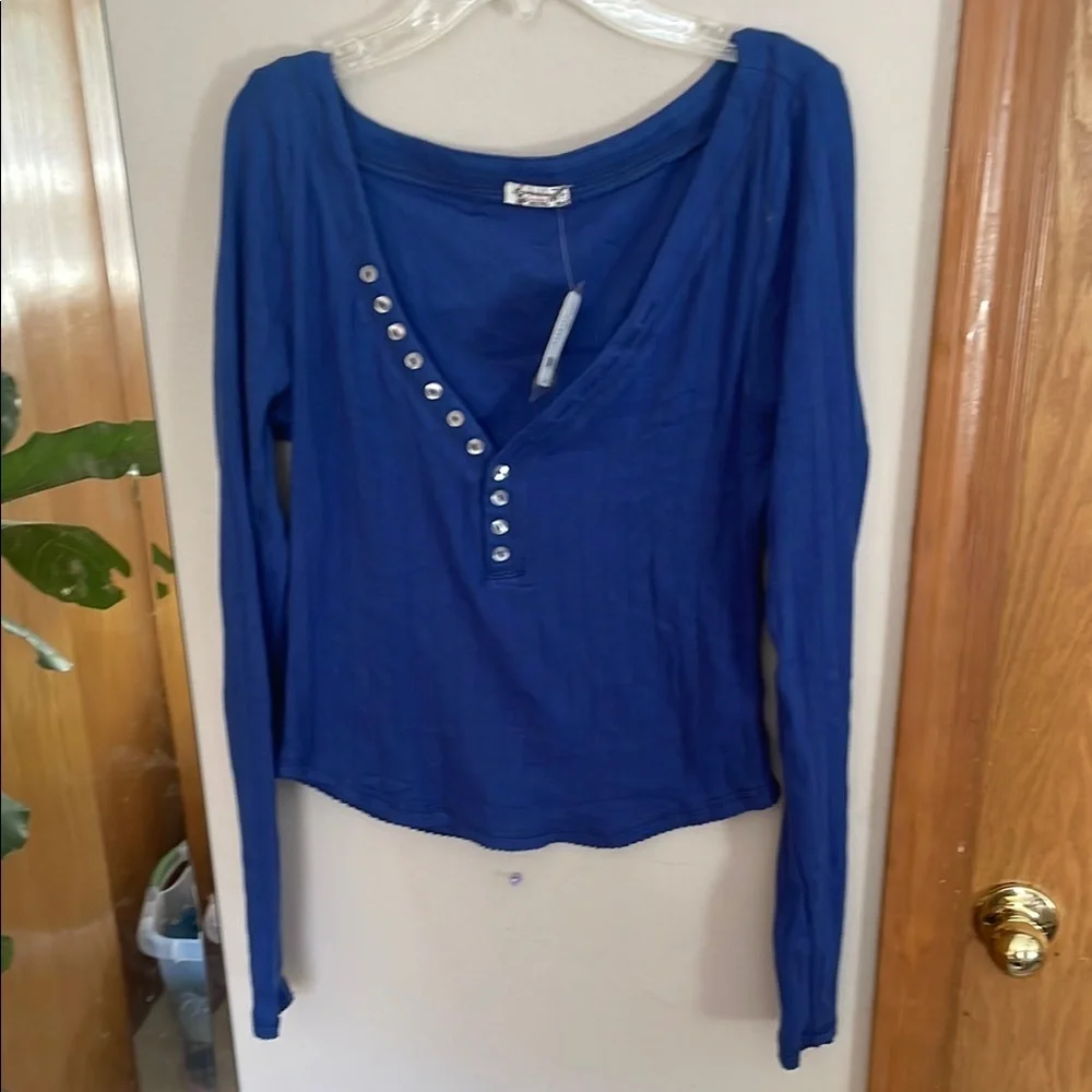 Limoges Blue Fitted Long Sleeve Blouse - Picture 3 of 5
